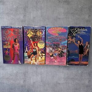 Richard Simmons VHS Lot of 4 Sweatin‎ to the Oldies Broadway Sweatin Off Pounds